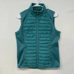 Gilet imbottito trapuntato Eddie Bauer donna M verde acqua full zip foderato in pile outdoor - Foto 1 di 5