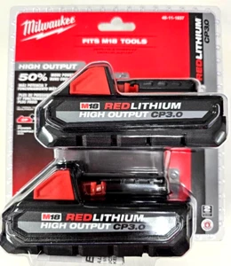 (2) GENUINE 18V Milwaukee 48-11-1835 3.0 AH Batteries M18 48-11-1837 High Output - Picture 1 of 5