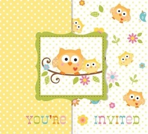 Happi Tree Invitations with Envelopes 8 ct Baby Shower Party Supplies Yellow Owl - Picture 1 of 3