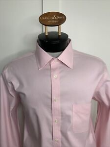 Brooks Brothers 16.5 x 37 MILANO Pink Long Sleeve Dress Shirt Non Iron Stretch