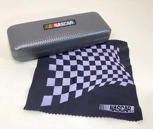 Nascar Eyeglass Case Hard Shell Grey Felt Line With Cleaning Cloth New - Picture 1 of 8