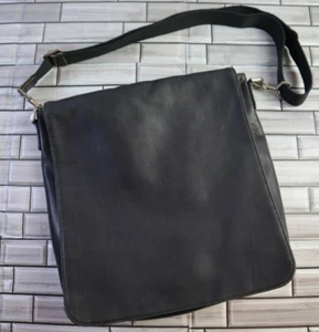 Vintage Coach Herren Leder Umhängetasche mit Umhängegurt Schwarz - Bild 1 von 13