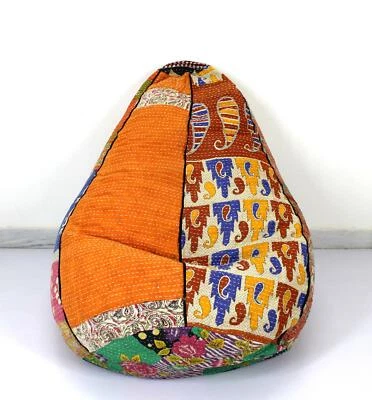 Baumwolle Blumen Kantha Hippie Bohemian Indisch Rund Pouf Zigeuner Sitzsack d - Bild 1 von 4