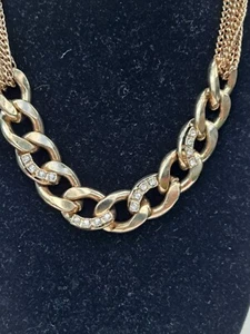 Vintage 16" goldton Kette Halskette mit Set Strasssteine signiert Guess - Bild 1 von 4