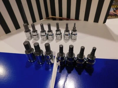 Tekton 3/8 Inch Drive Hex Bit Socket Set Metric SAE 14 PC - 5-10 mm + 3/8 to 1/8 - Image 1 of 4