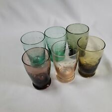 Vintage Napco Etched Colored Cordial/Shot Glasses 2-1/2” Tall Set of 5