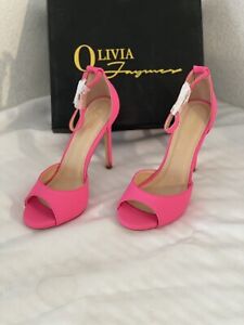 Olivia Jaymes Chloe Open Toe Heel Ankle Buckle Strap Hot Pink Size 6