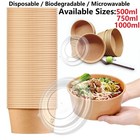 D MART Kraft Bowls Disposable Round Bowls Kraft Salad Bowls & Lids Deli Hot Food