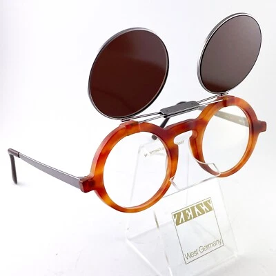 ultra rare vintage 80s AUGUSTO VALENTINI ITALY FLIP-UP GLASSES metal amber frame - Bild 1 von 4
