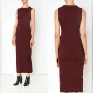 Theory Koldeen Preen Wool Midi Sweater Sleeveless Cassis Red Pencil Dress size S - Picture 1 of 7