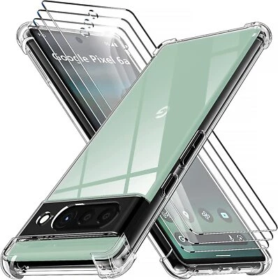 BNBUKLTD® For Google Pixel 6a Case Clear Shockproof Cover & 2X Glass Screen Protector