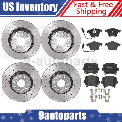 Rotores de freno delanteros traseros perforados Brembo OE pastillas de freno para Volkswagen CC 2010 Foto 1 de 4