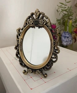 Art Nouveau Style Vanity Mirror By GHD Small Oval Brass 11cm X 15cm - Picture 1 of 6