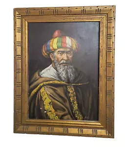 Vecchio in turbante dipinto ad olio ritratto - Foto 1 di 12