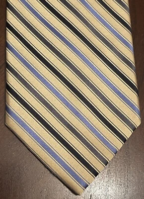 Corbata Croft & Barrow dorada azul hecha a mano 100 % seda para hombre hecha en China Foto 1 de 4