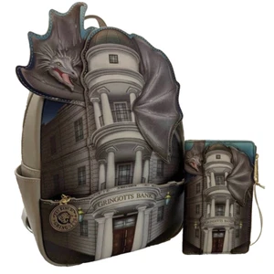NWT Loungefly Harry Potter Gringotts Bank Dragon Mini Backpack Wallet EXCLUSIVE - Picture 1 of 12