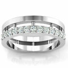Mens Engagement Diamond Rings 14K Solid White Gold Band 0.39 Carat Size 8 9 10