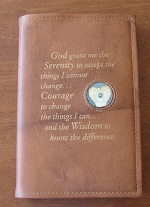 Narcotics Anonymous 6th Edition Basic Text NA Book cover Coin Holder Tan Token - Imagen 1 de 4