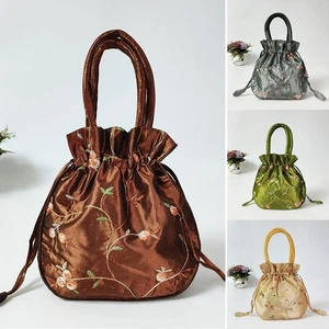 Top Handle Small Bucket Bag Handmade Cosmetic Handbag Drawstring Bag Women - Picture 1 of 14
