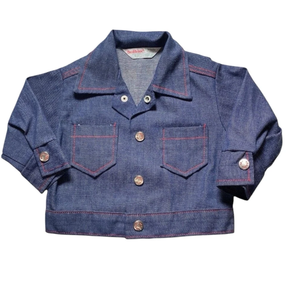 Chaqueta Denim Vintage Años 70 Health Tex Ribete Niños 18 Meses Infante Ligera Foto 1 de 4
