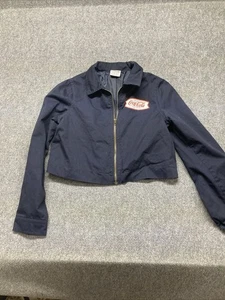 Chaqueta de Trabajo Recortada Y2K Coca Cola Para Mujer Talla Mediana Azul Manga Larga Cremallera Completa - Imagen 1 de 10