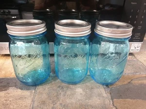 3 Ball Perfection Blue Mason Jar Pint 1913-1915 100 Years of American Heritage - Picture 1 of 24