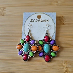 Pendientes Coloridos Cuentas Tono Plateado Colgantes Joyería Moda de Cadera - Imagen 1 de 5