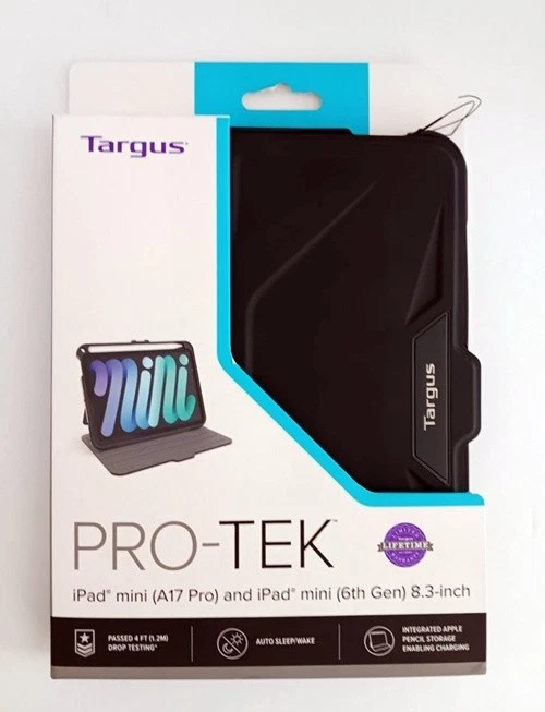 New Targus Pro-Tek For IPad Mini 6 Case Black THZ911US Antimicrobial Protection - Image 1 of 3