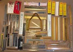 Huge Bundle Lot 78 Metal WOOD ADVERTISING SCHOOL Architect Drafting Rulers - Picture 1 of 18