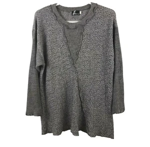 Fenini Women’s Size L Gray Melange Pullover Sweater Lagenlook Boho Casual - Picture 1 of 7