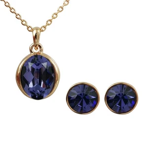Modeschmuck - 18 Karat Rosévergoldet Lila Kristall Set (FS177) - Bild 1 von 2