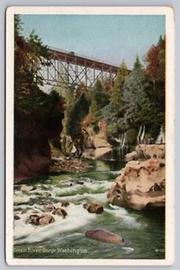 1920er Green River Gorge, Washington, High Steel Truss Bridge, Postkarte ohne Post - Bild 1 von 5