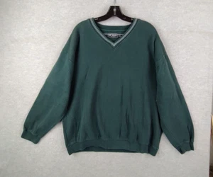 Lee Valley Mens Sweatshirt Extra Large Green V Neck Pullover Embroidered VTG Dad - Picture 1 of 12