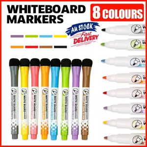 NEW 8 Colours Pen Painting Magnetic Whiteboard Non-toxic Erasable Mark Markers - Picture 1 of 12