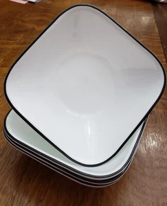 4 CORELLE SIMPLE LINES SCHALEN ~ 6,5" QUADRATISCH ~ WEISS mit schwarzem Rand - Bild 1 von 4