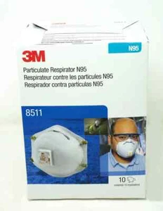 Caja de mascarillas 3M 8511 N95 de 10 respiradores de partículas con válvula de flujo frío - Imagen 1 de 5