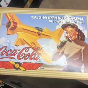 Ertl 1995 Coca-Cola 1932 Northrop Gamma Die Cast Airplane Metal Coin Bank W Key - Picture 1 of 1