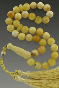 33 cuentas de oración redondas islámicas blancas 9 mm ÁMBAR BÁLTICO TASBIH 16,9 g 180719-14 - Imagen 1 de 5