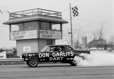 Don Garlits Dodge Dart Funny Car Motor City Dragway B&W  Poster 11"x17" Photo Cover
