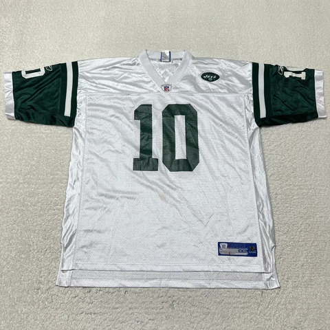 New York Jets Jersey Men 2XL XXL White 10 Chad Pennington NFL Football Reebok Cover