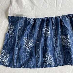 Ralph Lauren Dust Ruffle Biarritz King Bed Skirt 14" Drop Blue Floral USA 