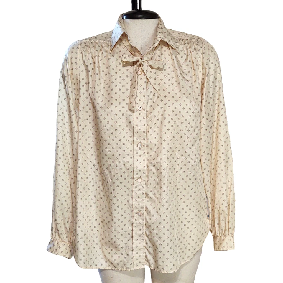 Blusa Sedosa De Colección Evan Picone Med (10-12) Beige/Taupe Pajarita Capas Carrera Foto 1 de 4