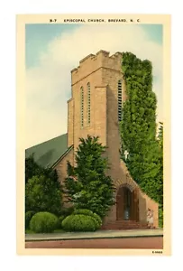 Episkopalkirche, Brevard, NC Farbe Leinen Postkarte - Bild 1 von 2