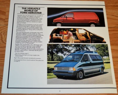 Ford Aerostar 1987 concesionario original anuncio impreso 87 furgoneta de conversión Foto 1 de 2