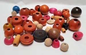 Lot of 53 Vintage Mixed Assorted Wooden Beads For Crafting Jewelry Making - Picture 1 of 7