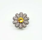 Stunning Daisy flower design Citrine Silver Ring 1&quot;&#215;1&quot;  size 7.25