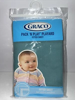 Graco Pack 'n Play  Playard Fitted Sheet Cream Aqua New - Image 1 of 4