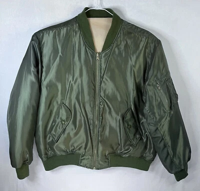 VTG Steve & Berry Mens Reversible Bomber Flight Jacket Green Orange Size Large - Image 1 of 4