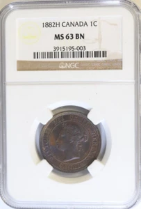 1882H Canada One Cent 1C NGC MS 63 Brown (BN)  ** AMAZING IRIDESCENT TONE ** - Picture 1 of 3