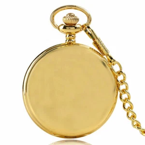 Genial Reloj de Bolsillo de Cuarzo Cazador Completo Oro Suave Analógico Hombres Mujeres Cadena FOB Regalo - Imagen 1 de 6